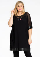 Tunic wide mousse / fake leather - black  - #1