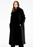 Coat panelled faux fur - black - #1