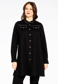 Blouse with studs INTERLOCK - black - #1