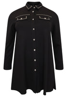 Blouse with studs INTERLOCK - black  - #4