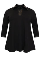 Tunic faux leather details INTERLOCK - black  - #4