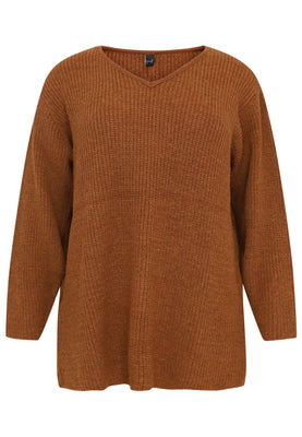 Pullover with rib - brown - #4