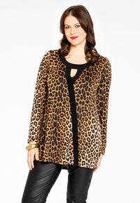 Tunic flare asymmetric LEOPARD - brown - #1