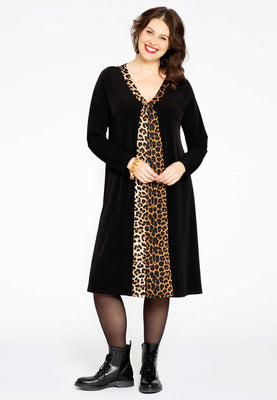 Pleated dress LEOPARD - black  - #2