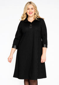 Dress A-line PINSTRIPE - black - #1