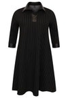 Dress A-line PINSTRIPE - black - #4