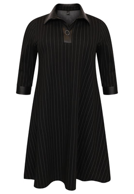 Dress A-line PINSTRIPE - black  - #4