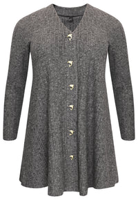 Cardigan with buttons RIB - grey - #4