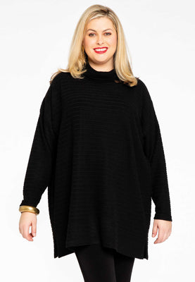 Pullover high neck RIB - black  - #1