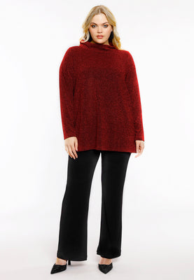 Shirt A-line turtle neck SPARKLE - red  - #2