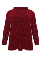 Shirt A-line turtle neck SPARKLE - red  - #3