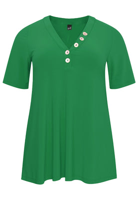 Tunic flare buttoned V-neck DOLCE - green  - #4