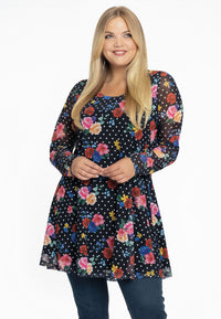 Tunic wide bottom FLOWERDOT - black - #1