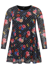 Tunic wide bottom FLOWERDOT - black - #4