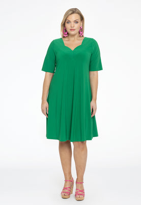 Dress A-line double v-neck DOLCE - green  - #2