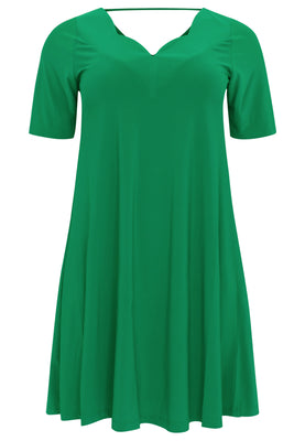 Dress A-line double v-neck DOLCE - green  - #4