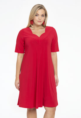 Dress A-line double v-neck DOLCE - red  - #1