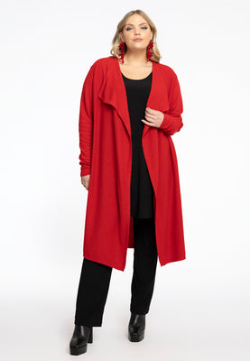 Cardigan drape neck cashmere - red  - #2