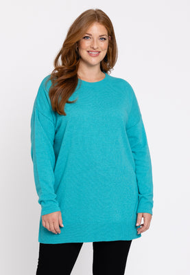 Pullover with slits Woolmix - turquoise - #1