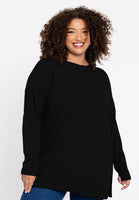 Pullover with slits Woolmix - black - #1