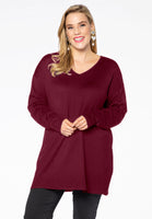 Pullover wide V-neck - red  - #1