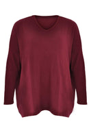 Pullover wide V-neck - red  - #4