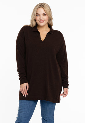 Pullover polo collar - brown - #1