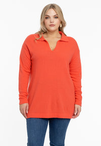 Pullover polo collar - orange - #1