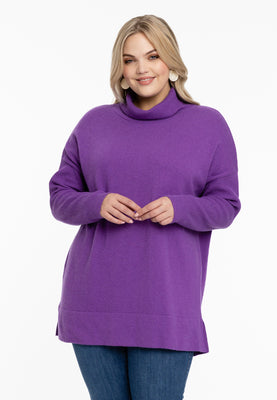 Pullover high neck rib - purple  - #1