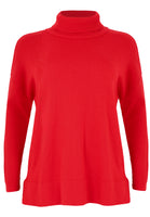 Pullover high neck rib - red - #4