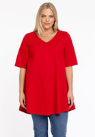 Tunic Swing short sleeve COTTON - red - #1