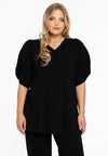 Tuniek flare met pofmouwen cotton - Zwart