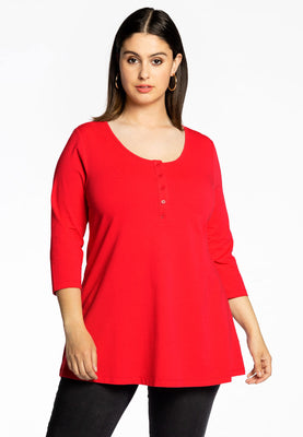 Tunic flare fit buttons COTTON - red  - #1