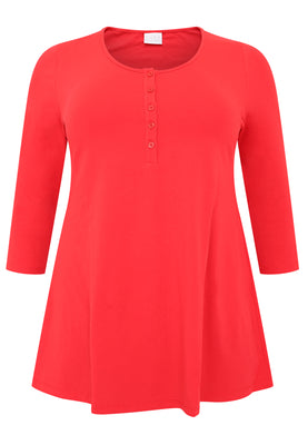 Tunic flare fit buttons COTTON - red  - #4