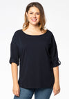 Shirt roll-up sleeves organic cotton - blauw
