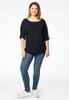 Shirt roll-up sleeves organic cotton - blauw