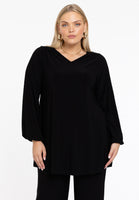 Tunic wide bottom V-neck Dolce - black - #1