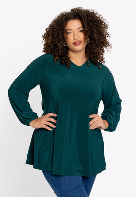 Tunic wide bottom V-neck Dolce - dark green - #1