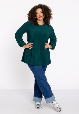 Tunic wide bottom V-neck Dolce - dark green - #2