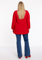 Tunic wide bottom V-neck Dolce - red - #3