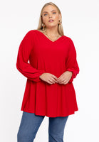 Tunic wide bottom V-neck Dolce - red - #1