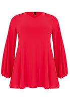 Tunic wide bottom V-neck Dolce - red  - #4