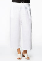 Cropped trousers waist cord LINEN - white - #1