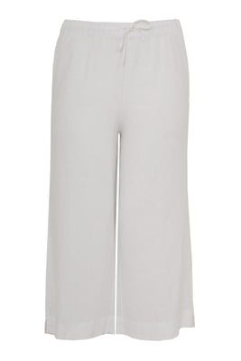 Cropped trousers waist cord LINEN - white  - #3