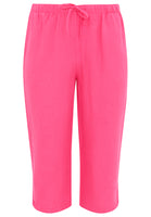 Cropped trousers waist cord LINEN - pink - #2