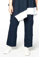 Trousers waist cord LINEN - blue - #1