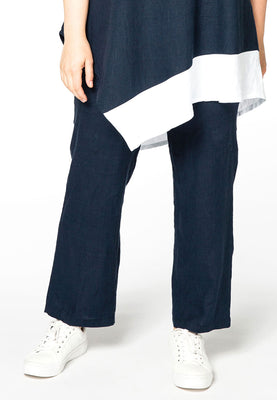 Trousers waist cord LINEN - blue - #1