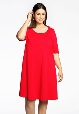 Dress A-line COTTON - red  - #1