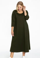 Long A-line dress COTTON - green  - #1