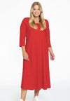 Long A-line dress COTTON - red